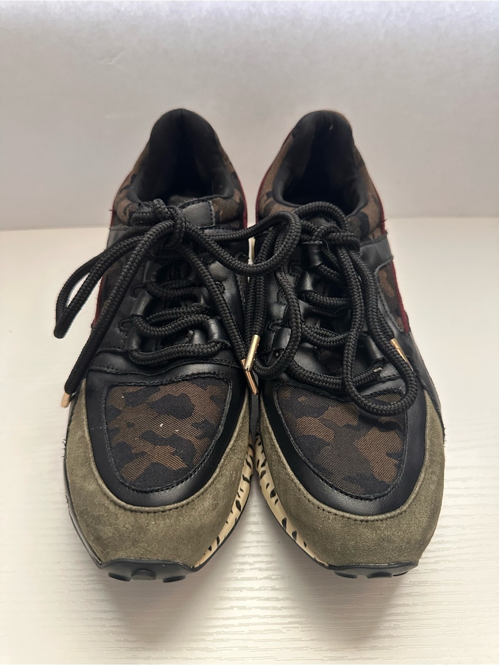 Steve Madden Olive Green, Black & Brown Camo Lace-Up Sneakers